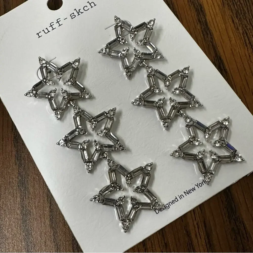 Ruff-Skch Silver Star Earrings - Picture 3 of 6